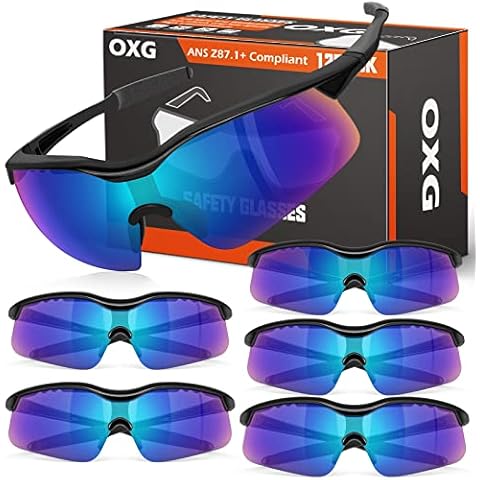 OXG 6 Pack Safety Glasses for Men Women, ANSI Z87.1 UV Protection Impact Resistant Protective Eyewear for Sport, Construction, Fishing, Driving (Multicolor Lens, Black Frame) Cover