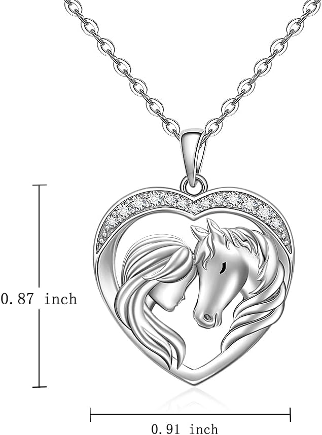 Fenthring Horse Necklace for Women 925 Sterling Silver Horse Pendant Necklace Heart Equestrian Mothers Day Lover Gifts - Image 7