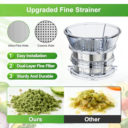 Image of Masticating Juicer Attachment for KitchenAid Stand Mixer | 4.9 inch Large Feed Chute Fit Whole Vegetables & Fruits, Slow Cold Press Juicer Includes 2 * 32oz Capacity Cups