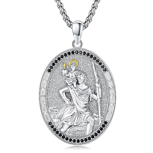 Collier Saint Christophe en argent 925, pendentif de protection