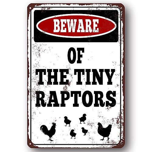 Tiny Raptors Chicken Signs, Funny Metal Signs for Chicken Coop