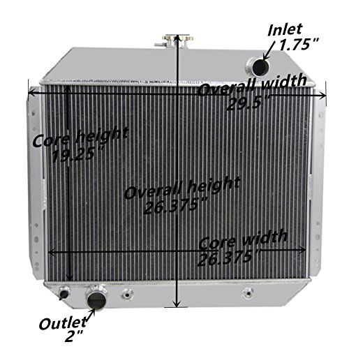 Primecooling 56MM 3 Row Core Aluminum Radiator for Ford F100 F150 F250 F350 Truck Pickup 1966-79 /Bronco V8 1978-79