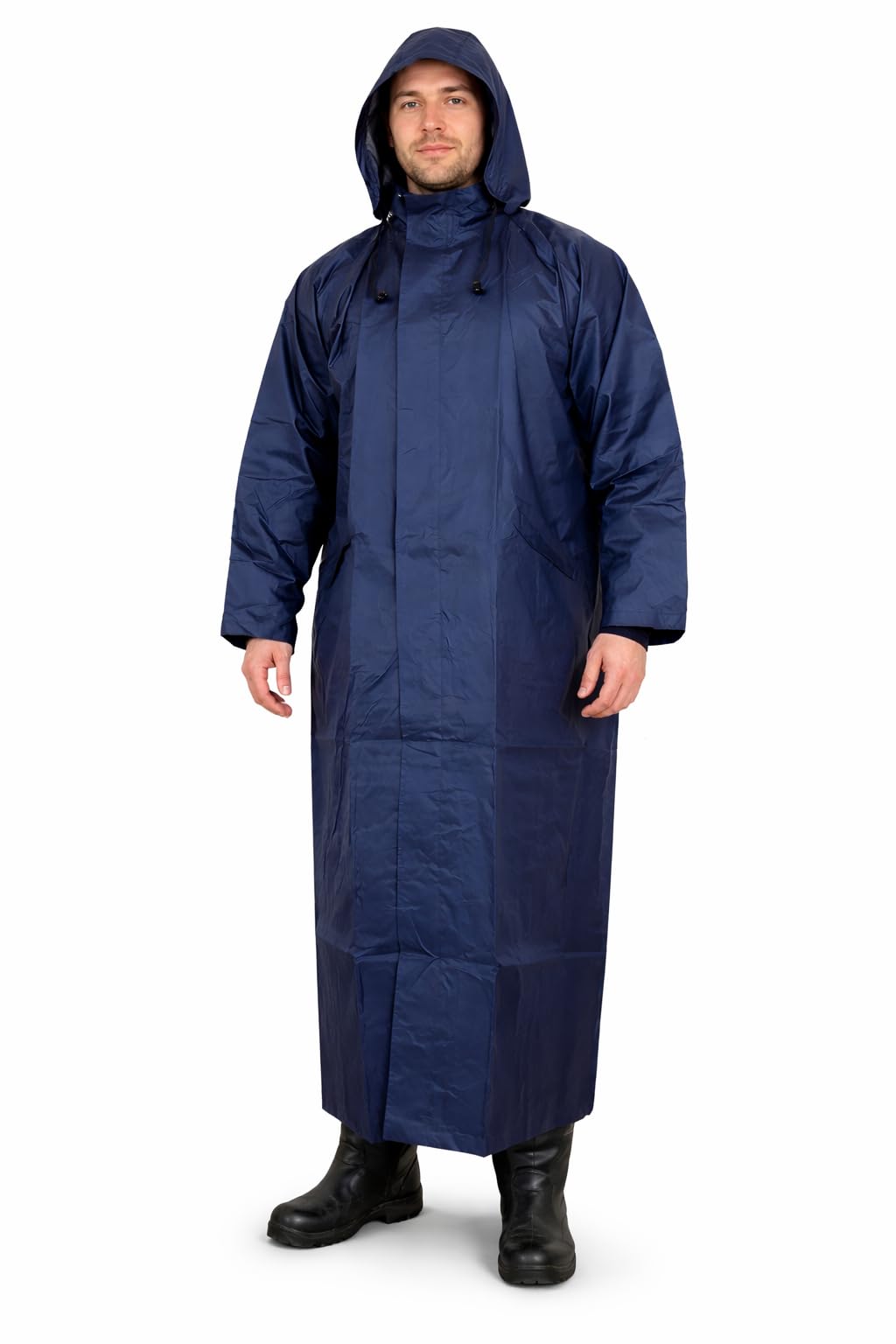 cool dealzz Blue Waterproof Raincoat for Men Long Hooded Rain Wear Free Size Upto XL-picture-29