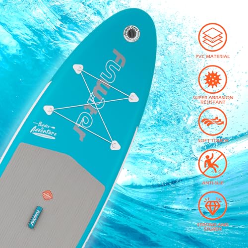 FunWater Inflatable 10'6×33"×6" Ultra-Light (17.6lbs) SUP for All Skill Levels Everything Included with Stand Up Paddle Board, Adj Floating Paddles, Pump, SUP Travel Backpack, Leash,Waterproof Bag