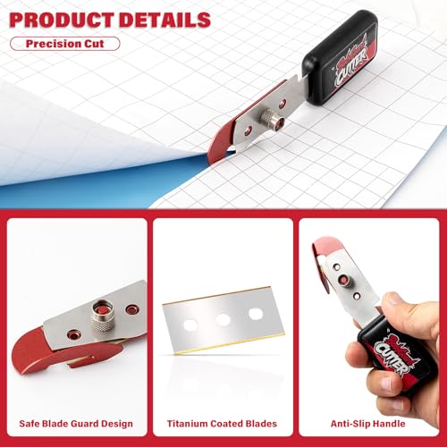 Image of Gomake Vinyl Backing Cutter Bodyguard Vinyl Wrap Cutting Knife, Hidden Blade Wrapping Paper Roll Cutter Vinyl Cutter for Car Tinting and Backing Paper Cutter with 10 Titanium Coated Blades