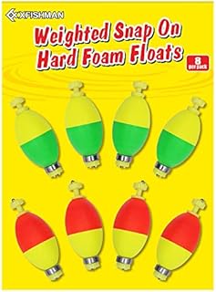 XFISHMAN Weighted-Bobbers-for-Fishing-Floats-Bouy Slip Bobber Fishing Corks Kit Crappie Bluegills Panfish Catfish Hand Made Foam Float Fixed Bobber 1 Inch 2 in 8-12 Pack