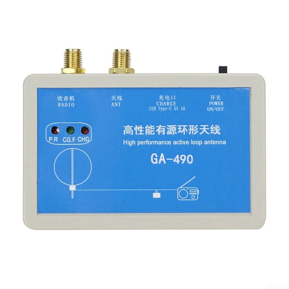 Antenne active Loop GA-490 haute performance 100 KHz-179 MHz avec câble RG174 de 10 m et connecteurs pour radios et récepteurs FM à ondes courtes aéronautiques à ondes courtes, installation extérieure