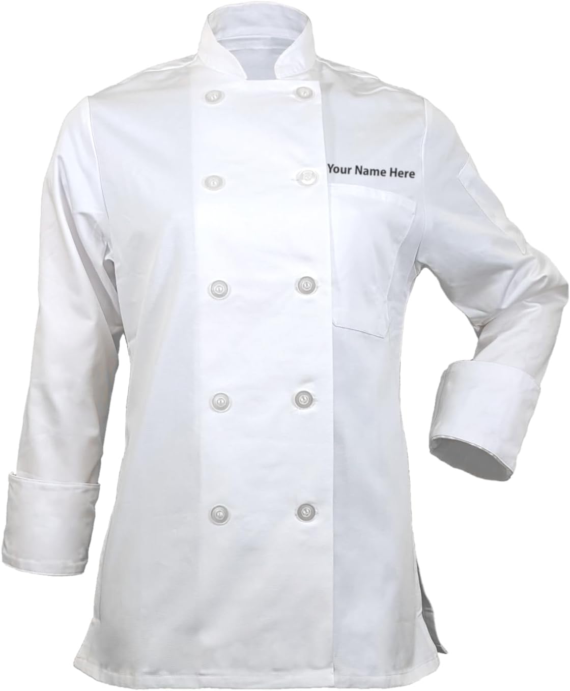 ChefsCloset Women's Custom Long Sleeve Classic 10 Button Embroidered Chef Coat