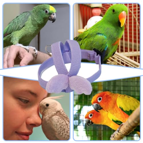 DLPRK Vogel Geschirr 2er-Pack, Papageien Fluggeschirr, Verstellbares Vogelgeschirr, Haustier Geschirr und Leine (für Nymphensittiche Kleine Mittelgroße Papageien)