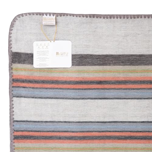 Image of QISU Alpaca Wool Blanket Throw | Large, Beautiful, Warm, Variegated | 85 x 65 inches | Ultra-Soft, Hypoallergenic and Breathable | Non-Itchy or Scratchy Fabric (Relaxing Tans)