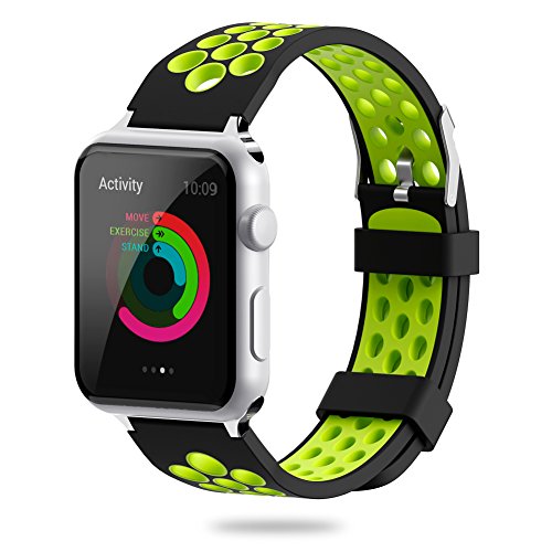 Replacement for Apple Watch Band 38mm 40mm 42mm 44mm,YiJYi Soft Silicone Sport Strap Replacement Wristband iWatch Bands for Apple Watch Series 4,Series 3,Series 2,Series 1 (Green, 42mm/44mm)