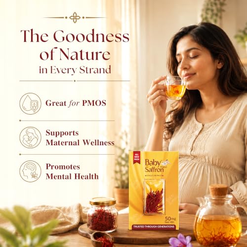 Image of Baby Brand Saffron Original Mongra Kesar /Keshar | Grade1 ISO3632 Tested | Rich Colour & Aroma | For Pooja Tilak, Pregnant Women, Kids, Food, PMS, Skin & Health | 50mg Each(Single-Use Pack) x 10 Pack