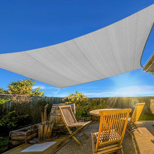 Artpuch A374-AP-KS- CUSTOMIZED SAIL 12'X12' Light Grey Sun Shade Sail Curved Commercial Outdoor Shade Cover Cream Rectangle Heavy Duty Permeable 185Gsm Backyard Shade Cloth cover