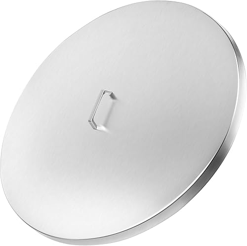Apromise Tapa redonda para hoguera  34 pulgadas de acero inoxidable 304 cubierta de metal para hoguera redonda de 30 pulgadas y sartén plana de 31