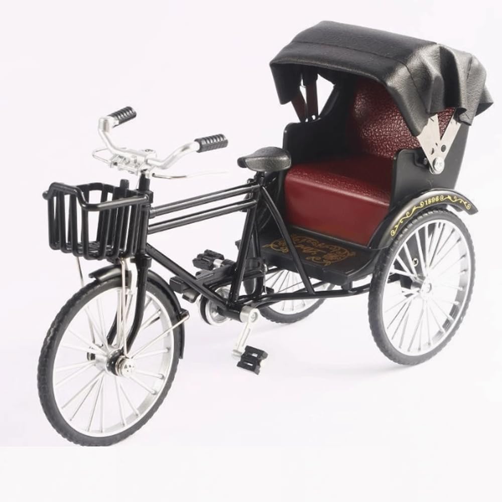 giocattoli per bambini, simulazione retrò auto gialla auto da collezione triciclo macchinine in metallo pressofuso bici giocattolo 3-12 anni ragazzo auto da collezione refrigeratore per vino tavolo da