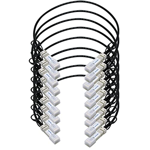 Paquete de 10 Cables QSFPTEK 10G SFP+ DAC, Cable Twinax de Cobre de conexión Directa pasiva de 0,5 m para Cisco SFP-H10GB-CU50CM, Ubiquiti, D-Link, Netgear, Mikrotik Cover