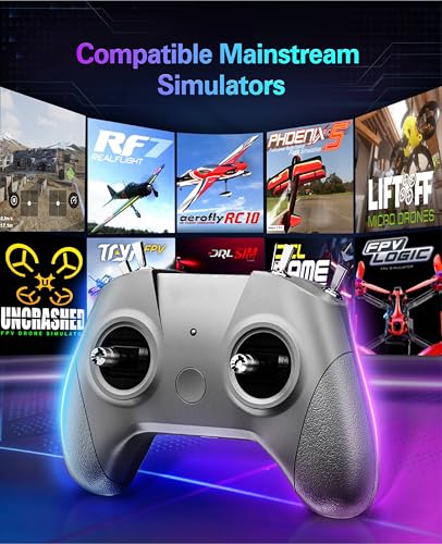 Image of FLYDrone S8 Pro FPV Simulator Controller for Windows PC, USB-C Drone Flight Simulator Joystick, 8-Channel Mode 2 RC Training Remote with Non-Centering Throttle for Liftoff /DRL /Uncrashed, Grey (Grey)