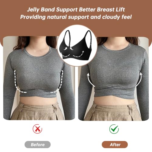Image of OEAK Womens Wireless Jelly Bras Comfortable Push Up Bra No Underwire Gel Bra Full Support Lift Everyday Seamless Tshirt Bras