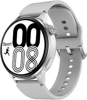 ESSONIO Smart Watch Men Women IP68 Waterproof Fitness Watch Sports Watch Bluetooth Talk with AI Voice Assistant Heart Rate Sleep Monitor Ultra Long Life IOS Android Multi Sport Mode Silver