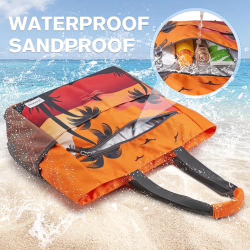 Image of G4Free Beach Bag, Waterproof Sandproof Beach Tote Bag, Large Capacity Foldable for Women