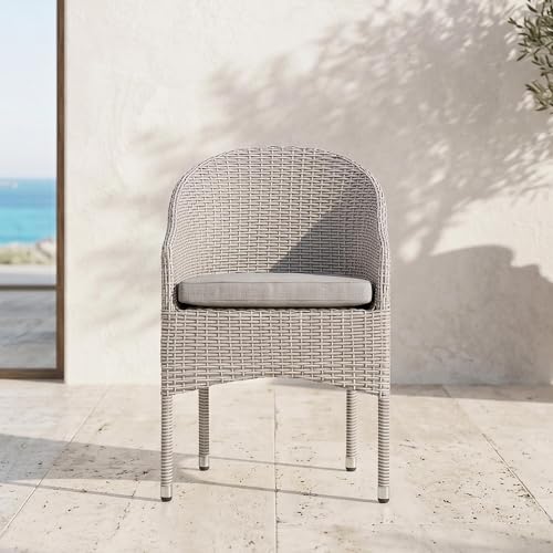 Image of Royaloak Sepang Malaysian Wicker Outdoor Chair, Modern Style, Fiber Rattan, Powder Coated Steel Frame, Water Resistant Cushion, Adult Relaxation