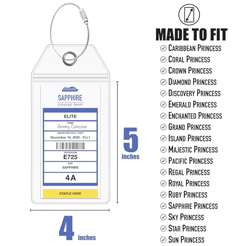 Princess Cruise Luggage Tag Holder by Cruise On [4 Pack] Fits All Princess Ships & Tags, Cruise Essentials 2026 & 2027 - Clear Luggage Tags - Thumbnail 3