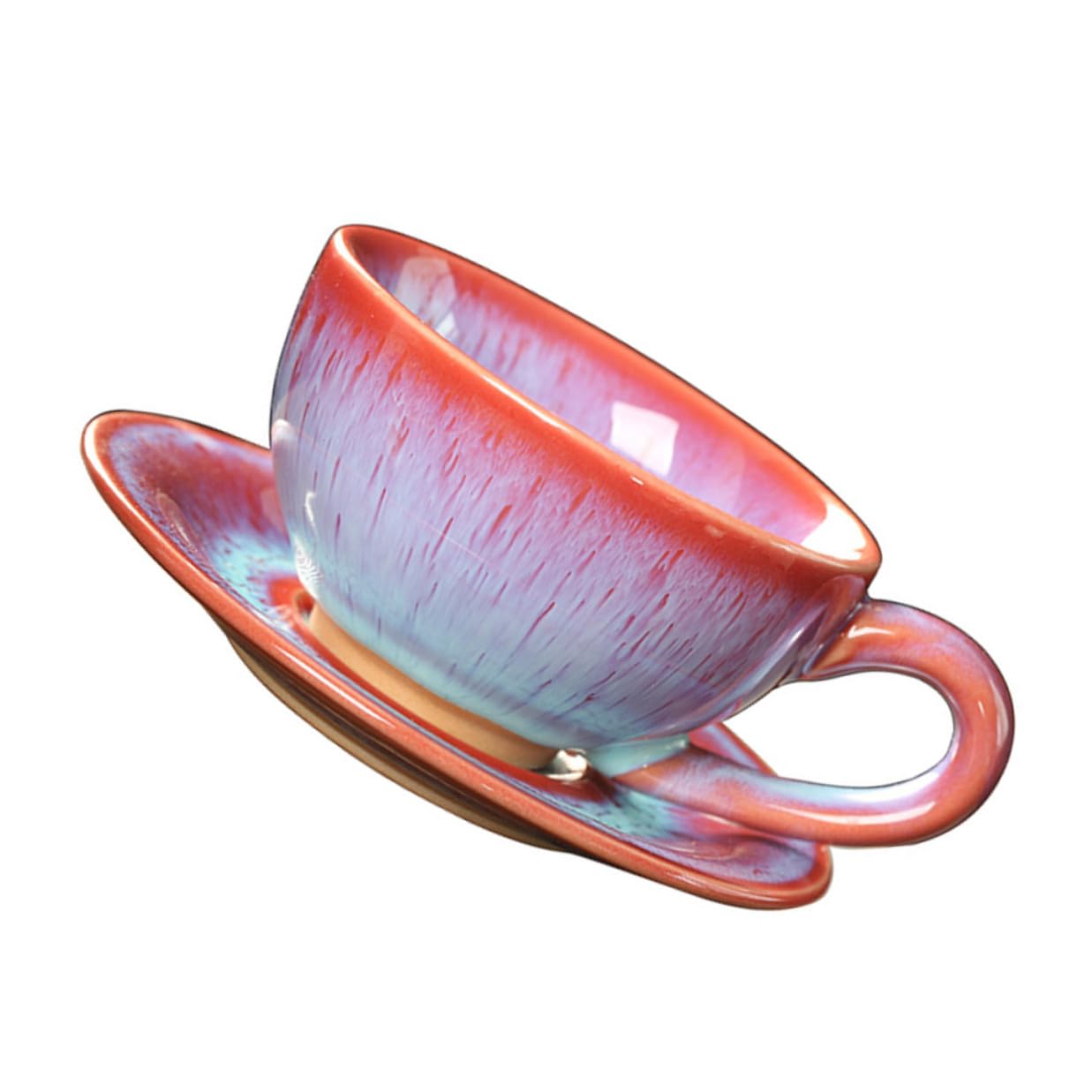 Tasses à café au design créatif isolant avec soucoupes en céramique rouge élégante SOIMISS