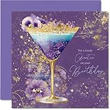 Goldene Geburtstagskarte für Tante – Goldener Cocktail – Happy Birthday Karte für Tante vom Neffen Nichte, 145 mm goldene Cocktail-Grußkarten