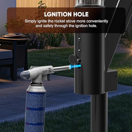 Image of Rayzi New Rocket Stove 58 Inch, Smokeless Wood Pellet Patio Heater, Wood Pellet Fire Pits for Outside, Portable Pellet Heater for Patio /Garden /Backyard /Outside Restaurant /Bonfire Party /Beach