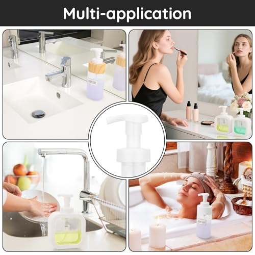 Image of Segbeauty 3pcs White Foam Hand Soap Dispener Pump Replacement, Foam Dispenser Pump for Kitchen Hand Soap Dispensing Bottle, Bathroom Foaming Pumps Head, 40 Thread Size Foaming Bottle Lid Reusable