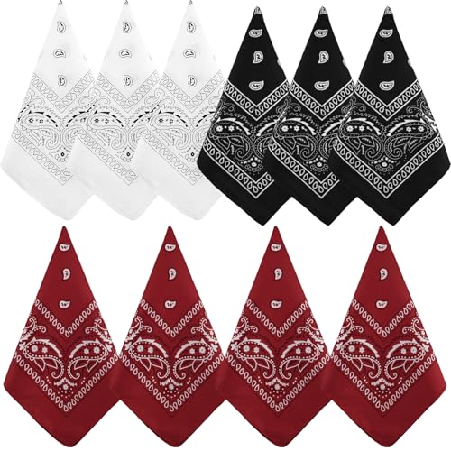 NACHLYNN 10 piezas de bandana para mujer y hombre, bandana para la cabeza con estampado de cachemira para hombres, cubrecabeza, cubierta de cabello, cubremuñecas, cubierta de cabeza para motociclistas