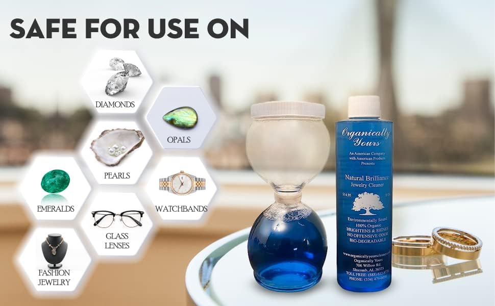 Miniatura 4 de Organically Yours Limpiador de joyas Botella de repuesto con solución natural para plata esterlina, oro y diamante. Pule suavemente y elimina el