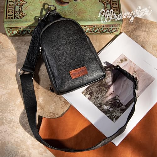 Image of Wrangler Small Sling Bag for Women, Leather Crossbody Bags Cross Body Purse Fanny Packs with Adjustable Strap for Gift
