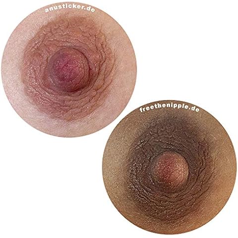 Nippelsticker 100 Aufkleber White & Brown Lustige Nippel Sticker Scherzartikel Free The Nipple witzig Rosette Anussticker Anus Fastnacht Karneval Junggesellenabschied Cover