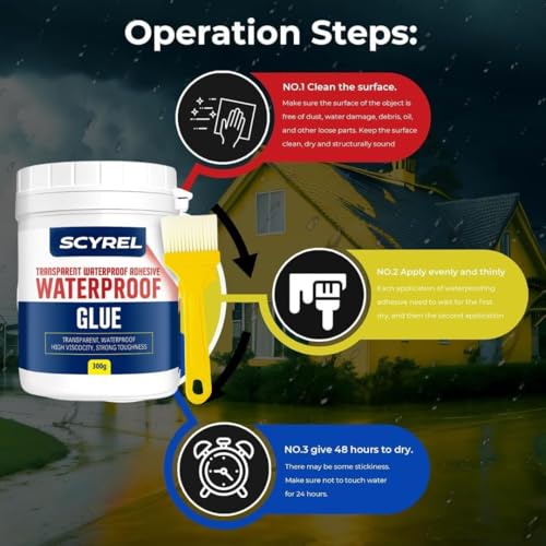 Image of Transparent Waterproofing Glue with Brush for Roof Leakage, Crack Seal Water Leakage Solution Indoor Outdoor, Waterproof Adhesive Filler for Bathroom Pipe Wall Tile Surface Window (300 GM GLUE)