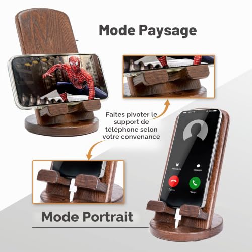 Support smartphone bois naturel idée cadeau ecologique et esthétique - 4