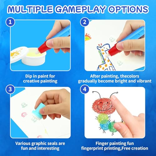 Image of Magic Brush Painting Set for Kids, Mess Free Painting Art Activities for Kids, Mess Free Art kit with Color-Changing Brush for Creative Learning at Home & School, Gift for Toddlers Ages 3,4,5,6,7,8,9