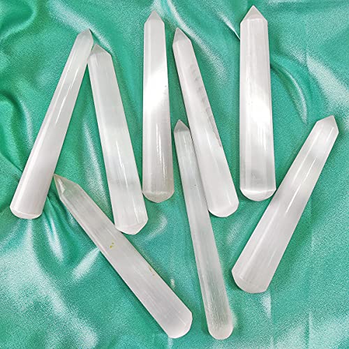Image of Selenite Crystal Wand for Reiki Healing 100-150 Gm | Natural Crystals Stone Wand for Vastu Meditation Massager Tool