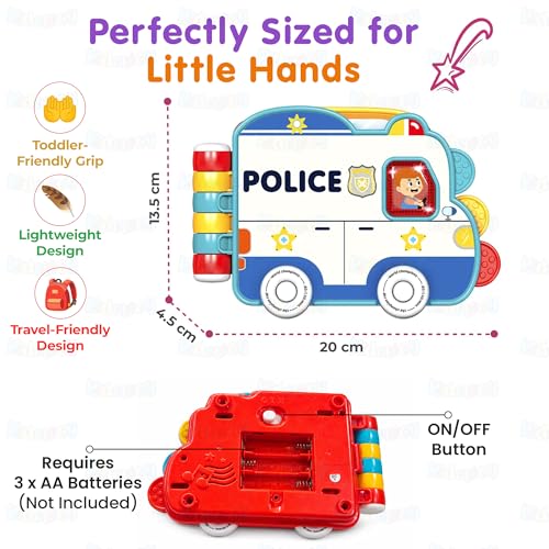 Image of Kidology Beep Montessori Car Book Toy for Toddlers | Interactive Police Car Activity Book with Lights, Music & Sound Effects | Educational Sensory Toy for Babies & Kids
