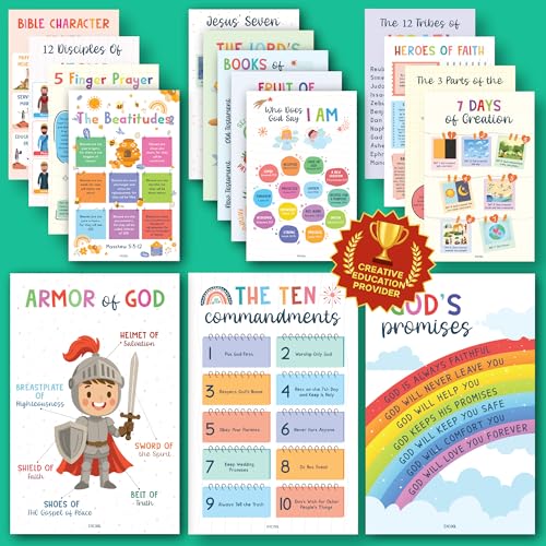 Pósteres del libro de la Biblia y diez mandamientos para suministros de estudio bíblico infantil