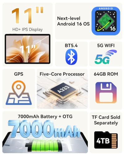 TABWEE T30 11 Inch Android 16 Tablet Gemini AI 4 0 16GB RAM 12GB Expandable 64GB ROM Suppo - image 6