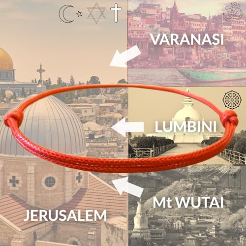 Red String Bracelet, Protection, Luck and Love, Handmade in the Holy Land, Hindu, Buddhist and East Asian Faith Symbol, Evil Eye Strand for Men and Women, Spiritual and Adjustable Bracelet, with CoA3