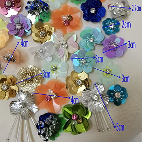 30Pcs Random Sequins Embroidery Flower Patches Arts Crafts Sewing Patches (Colorful A) #TOP2