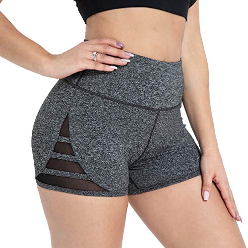TYUIO Women Workout Yoga Shorts Running Dance Volleyball Short Pants with Mesh 2XL