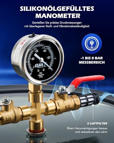 Bild 6 - Orion Motor Tech Vakuumkammer mit Pumpe Vakuumkammer Entgasung Harz 3.5CFM mit 7,6L Edelstahl Vacuum Chamber Vakuumpumpe 100L/min mit Deckel aus gehärtetem Glas 1/4HP 5Pa HVAC-Vakuumgeräte