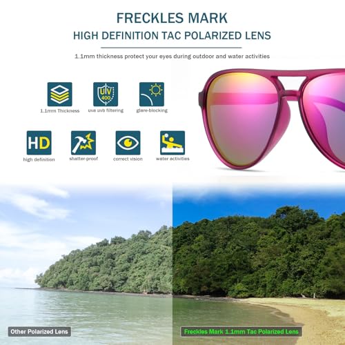 Image of Freckles Mark Classic Aviator Polarized Sunglasses for Men Women Double Bridge Retro 70s 80s Glasses Coloful Shades