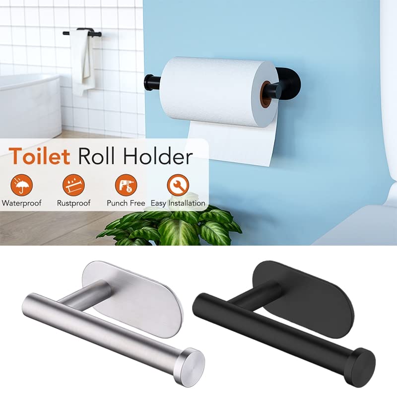 Portarrollos de papel higiénico Autoadhesivo Portarrollos de papel higiénico Montaje en pared Acero inoxidable Sin perforación Dispensador de rollos de toallas for baño Cocina Herrajes for baño ( Colo