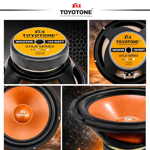 Image of TOYOTONE 10 inch Woofer | 150W Power | 4-Ohm | Copper Color Water Proof Coated Paper Cone with Rubber Surround | Copper Coil | 120mm Magnet for Cars, Home Theatre, Bass Audio Systems & DIY Projects