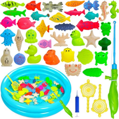 Nuheby Angelspiel Für Kinder - Elektronisches Fisch-Spielzeug Ab 3 Jahre | Mit Musik & 21 Fischen, Motorikspielzeug