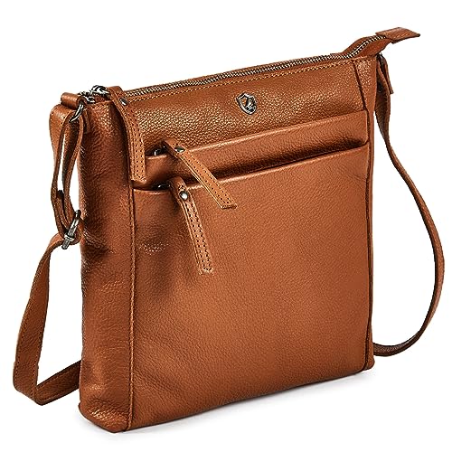 Small Soft Genuine Leather Crossbody Purse Women’s Sling Crossover Shoulder Travel Handbag with Triple Zipper